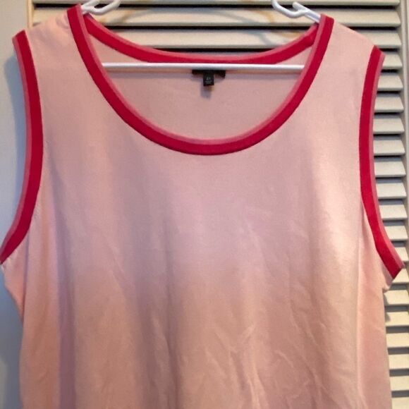 Talbots Plus pink striped hem soft sweater tank‎ - Picture 2 of 8